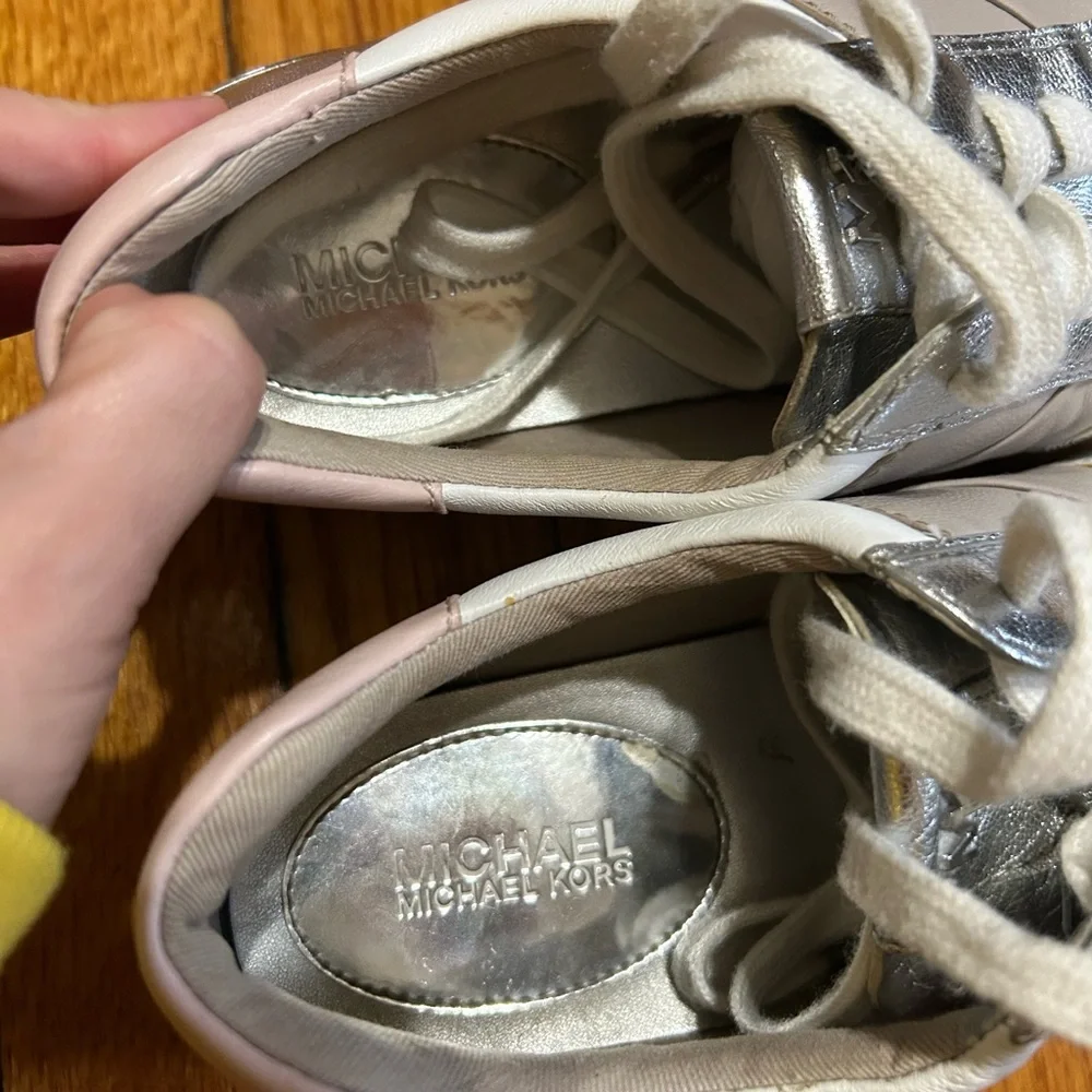 Michael KORS ALLIE Cement Soft Pink Silver Trainer Sneakers US 9 LOVE SHOES